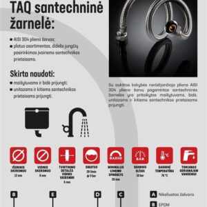Santechninė žarnelė Tucai Taq Fil-Nox, V1/2''-V1/2'', 30 cm - Image 2