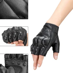 Rockbros 16220006003 L leather motorcycle gloves - juodos spalvos - Image 4