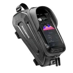 Rockbros B68-1 armored dviračio krepšys with phone pocket 1.7l - juodos spalvos