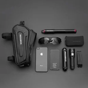 Rockbros B68-1 armored dviračio krepšys with phone pocket 1.7l - juodos spalvos - Image 2