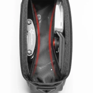 Rockbros B68-1 armored dviračio krepšys with phone pocket 1.7l - juodos spalvos - Image 7