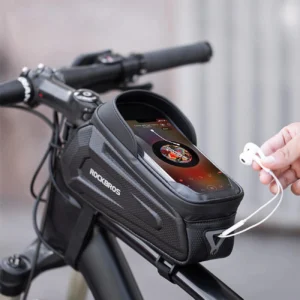 Rockbros B68-1 armored dviračio krepšys with phone pocket 1.7l - juodos spalvos - Image 8