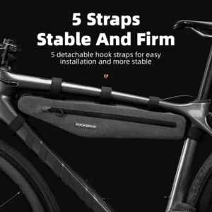 Rockbros AS-052 waterproof dviračio krepšys for frame - pilkos spalvos - Image 4