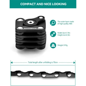 Rockbros WD795 foldable bicycle lock - juodos spalvos - Image 3