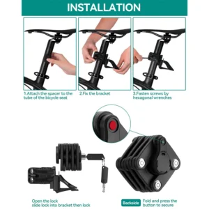 Rockbros WD795 foldable bicycle lock - juodos spalvos - Image 5