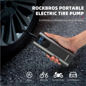 Rockbros 42720001001 Electric Bike Pump with LED Display + USB-C - USB-A Cable - juodos spalvos - Image 5