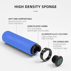 Rockbros BT1001BLBK sponge bicycle handlebar grips - blue and juodos spalvos - Image 4