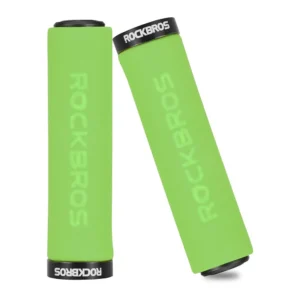 Rockbros BT1001GNBK sponge bicycle handlebar grips - green and juodos spalvos