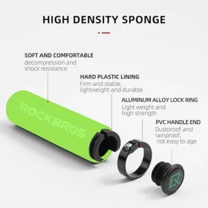 Rockbros BT1001GNBK sponge bicycle handlebar grips - green and juodos spalvos - Image 4