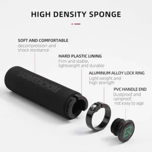 Rockbros BT1001BKBK sponge bicycle handlebar grips - juodos spalvos - Image 3