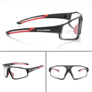 Rockbros SP216BK photochromic UV400 dviratininko akiniai - juodos spalvos and raudonos spalvos - Image 6