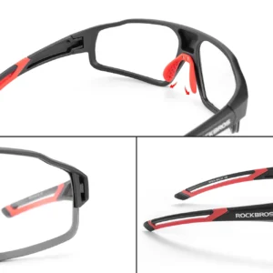 Rockbros SP216BK photochromic UV400 dviratininko akiniai - juodos spalvos and raudonos spalvos - Image 5