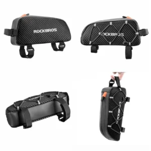 Rockbros 039BK bicycle frame bag 1 l with braid - juodos spalvos - Image 3