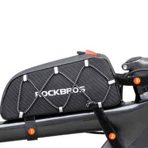 Rockbros 039BK bicycle frame bag 1 l with braid - juodos spalvos - Image 6
