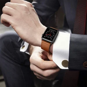 Tech-Protect LeatherFit apyrankė skirta Apple Watch 4 / 5 / 6 / 7 / 8 / 9 / SE / Ultra 1 / 2 (42/44/45/49 mm) - Brown - Image 4