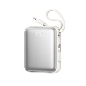 Joyroom JR-PBF27 10000mAh 22.5W Powerbank with Built-in USB-C and Lightning Cables - baltos spalvos