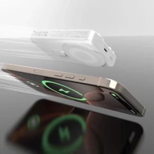 Dudao K29 10000mAh PD 20W MagSafe Power Bank with Metal Case, Stand and Built-in USB-C/ Lightning Cables - pilkos spalvos - Image 3