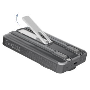 Dudao K29 10000mAh PD 20W MagSafe Power Bank with Metal Case, Stand and Built-in USB-C/ Lightning Cables - pilkos spalvos - Image 7