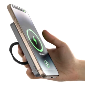 Dudao K28 10000mAh PD 22.5W MagSafe Powerbank with Metal Case and Ring Stand - sidabro spalvos - Image 8