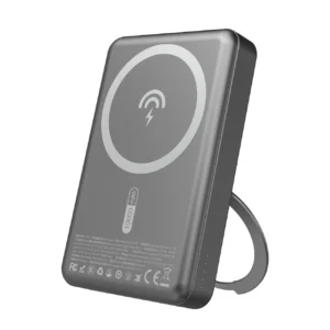 Dudao K28 10000mAh PD 22.5W MagSafe Powerbank with Metal Case and Ring Stand - pilkos spalvos