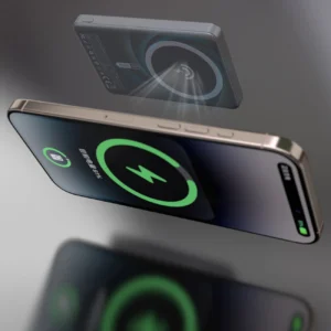 Dudao K28 10000mAh PD 22.5W MagSafe Powerbank with Metal Case and Ring Stand - pilkos spalvos - Image 6