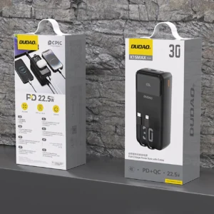 Dudao K15MAX 30000mAh PD 22.5W Powerbank with Built-in Cables - juodos spalvos - Image 2