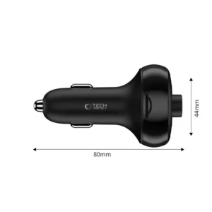 Tech-Protect CC06 3-port PD72W automobilinis įkroviklis with transmitter - juodos spalvos - Image 3
