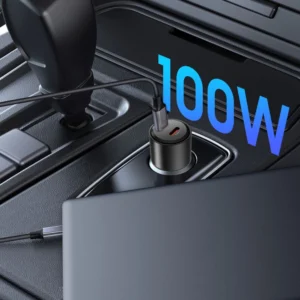 CC03 2-port PD100W automobilinis įkroviklis - juodos spalvos - Image 5
