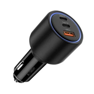 CC04 3-port PD130W car charger - juodos spalvos - Image 2