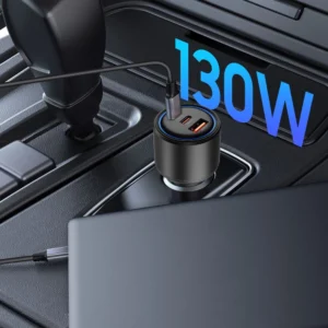 CC04 3-port PD130W car charger - juodos spalvos - Image 5