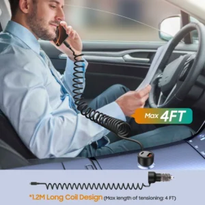 CC05 Car Charger 2-Port PD60 W + USB-C kabelis - juodos spalvos - Image 5