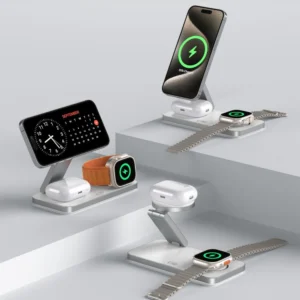 Tech-Protect QI15W-A47 MagSafe 3in1 Inductive Charger + USB-C Cable - baltos spalvos - Image 8