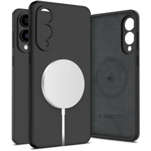Tech-Protect Liquid Silicone MagSafe case skirta Samsung Galaxy S25 Edge - juodos spalvos