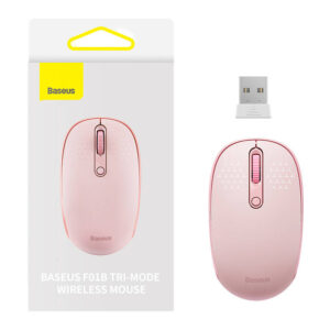 Belaidė pelė Baseus F01B Tri-mode  2.4G BT5.0 1600 DPI rožinės spalvos