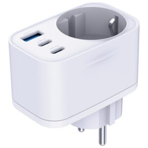 Laidinis įkroviklis 3MK Hyper Comfort Charger 30W 1xUSB-A 2xUSB-C 1xSchuko PD QC3.0 baltos spalvos - Image 3