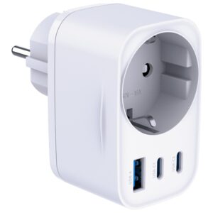 Laidinis įkroviklis 3MK Hyper Comfort Charger 30W 1xUSB-A 2xUSB-C 1xSchuko PD QC3.0 baltos spalvos - Image 6