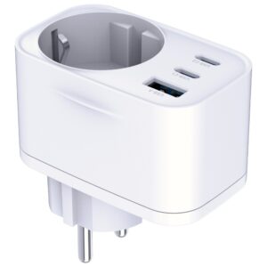 Laidinis įkroviklis 3MK Hyper Comfort Charger 30W 1xUSB-A 2xUSB-C 1xSchuko PD QC3.0 baltos spalvos - Image 7