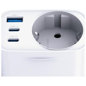 Laidinis įkroviklis 3MK Hyper Comfort Charger 30W 1xUSB-A 2xUSB-C 1xSchuko PD QC3.0 baltos spalvos - Image 9