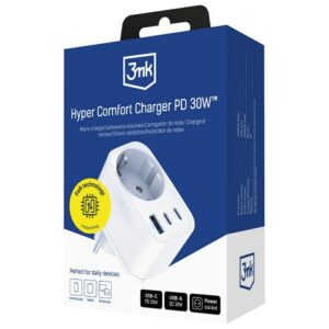 Laidinis įkroviklis 3MK Hyper Comfort Charger 30W 1xUSB-A 2xUSB-C 1xSchuko PD QC3.0 baltos spalvos - Image 10