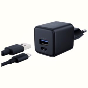 Laidinis įkroviklis 3MK Hyper GaN Charger 20W 1xUSB-A 1XUSB-C PD QC4+ juodos spalvos - Image 3