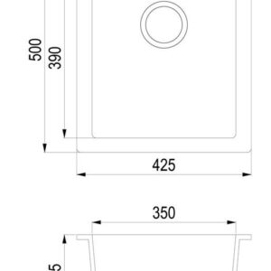 Plautuvė Simplex SQS100-110AW akmens masė 42,5x50x19,5cm - Image 3