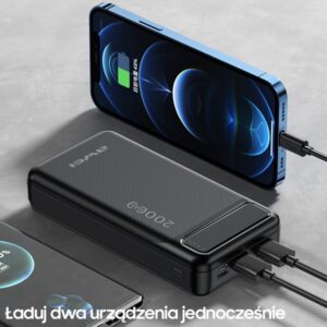 AWEI PowerBank P6K 20000mAh juodos spalvos 2xUSB/PD/Micro-USB - Image 5