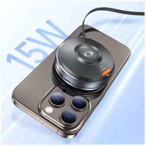 Induction Charger 3-in-1 AWEI W27 15W with USB-C cable Fast Charging juodos spalvos - Image 4