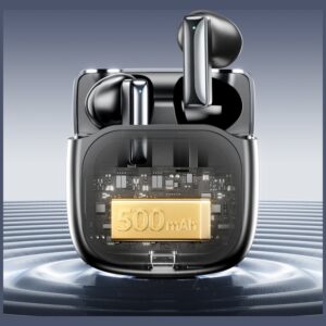 Belaidės ausinės AWEI TP100 ENC Bluetooth 5.4 TWS + docking station juodos spalvos - Image 5