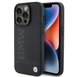 BMW BMHCP15XSLLBK Apple iPhone 15 Pro Max 6.7"juodos spalvos Leather Hot Stamp