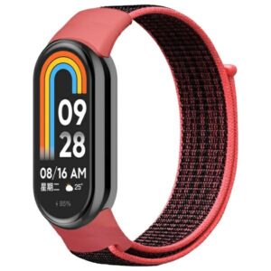 Beline apyrankė Mi Band 9/8 NylonLoop raudonos-juodos spalvos