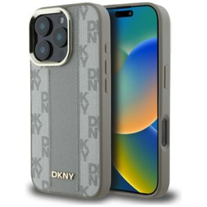 Dėklas DKNY Checkered Pattern Magsafe skirtas Apple iPhone 16 Pro beige