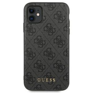 Guess GUHCN61G4GFGR Apple iPhone 11 6,1"grey hard dėklas 4G Metal Gold Logo - Image 3