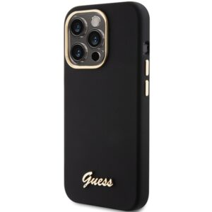 Guess GUHCP15XSMBSLK Apple iPhone 15 Pro Max6.7"  juodos spalvos dėklas Silicone Script Metal Logo & Frame - Image 2