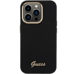 Guess GUHCP15XSMBSLK Apple iPhone 15 Pro Max6.7"  juodos spalvos dėklas Silicone Script Metal Logo & Frame - Image 3